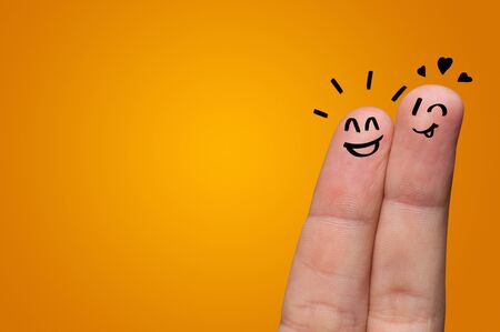 Waggish happy fingers with team building conceptの写真素材