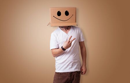 Man with cardboard box headの写真素材