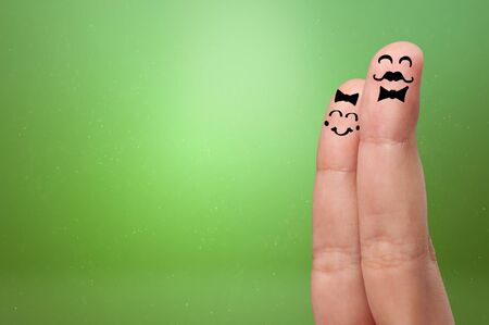 Elegant happy face fingers hugs each otherの写真素材