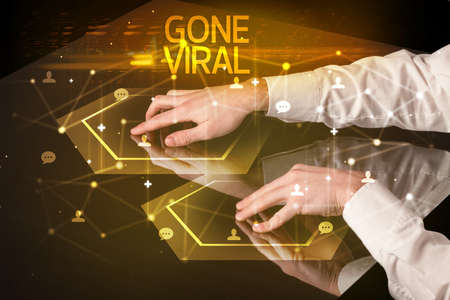 Navigating social networking with GONE VIRAL inscription, new media conceptの写真素材