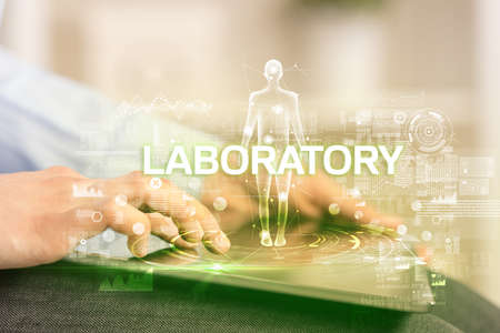 Electronic medical record with LABORATORY inscription, Medical technology conceptの写真素材