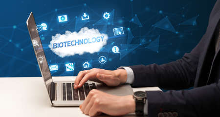Businessman working with laptop concept. BIOTECHNOLOGYの写真素材