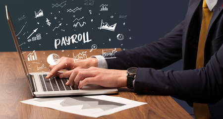 Businessman working on laptop, business conceptの写真素材