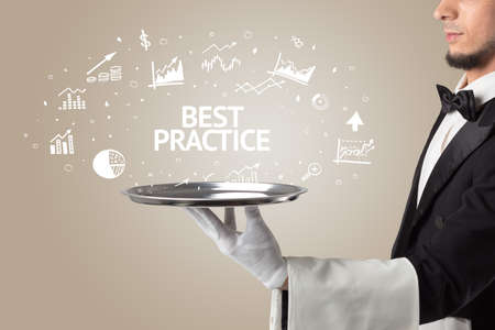 Waiter serving business idea conceptの写真素材