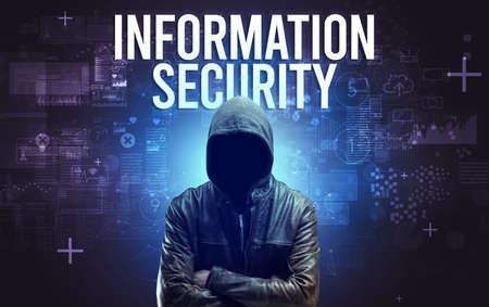 Faceless man with online security concept