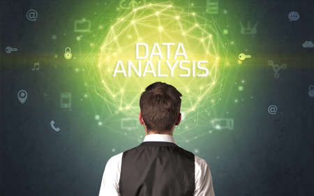 Rear view of a businessman, online security conceptの写真素材