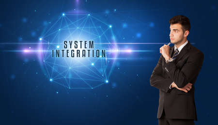 businessman thinking about security conceptの写真素材