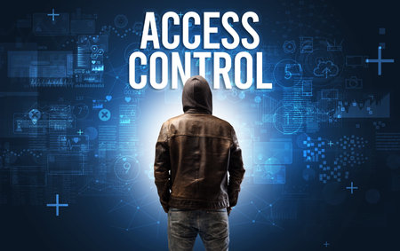Faceless man with online security conceptの写真素材