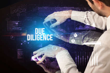 Businessman touching huge screen conceptの写真素材