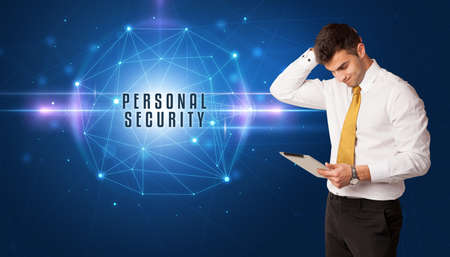 businessman thinking about security conceptの写真素材