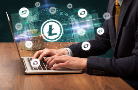 business hand working in stock marketの写真素材