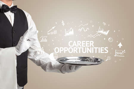 Waiter serving business idea conceptの写真素材