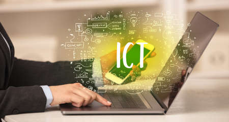 hand working on new modern computerの写真素材