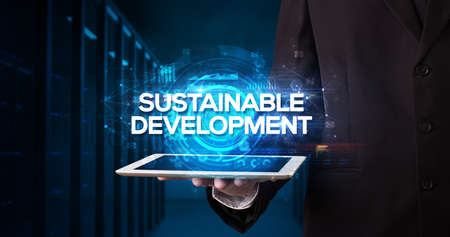 Person holding tablet, business conceptの写真素材