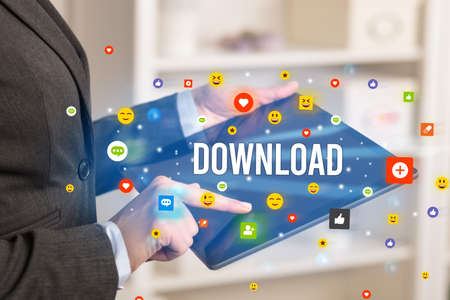 business person playing multimedia conceptの写真素材