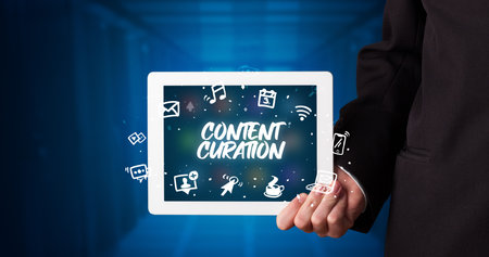 Person holding tablet, social network conceptの写真素材