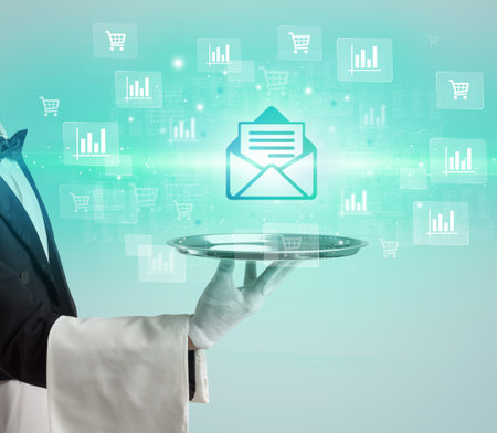 Waiter serving business idea conceptの写真素材