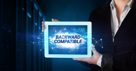 Person holding tablet, technology conceptの写真素材