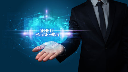 Man hand holding digital technology conceptの写真素材