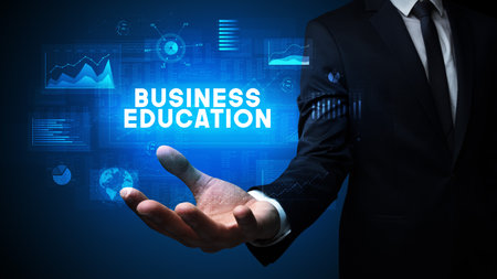 Hand of Businessman holding motivational messageの写真素材