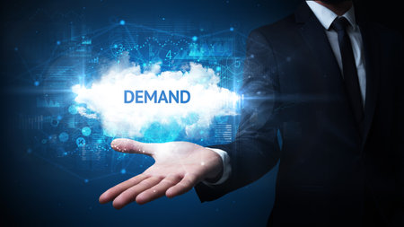 Hand of Businessman holding motivational messageの写真素材