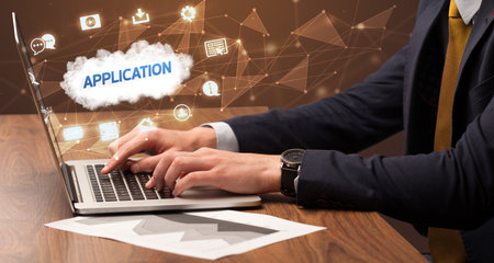 Businessman working with laptop concept conceptの写真素材