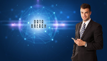 businessman thinking about security concept conceptの写真素材
