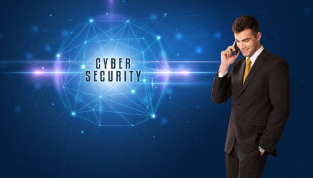 businessman thinking about security concept conceptの写真素材