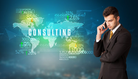 Businessman thinking about market concept conceptの写真素材