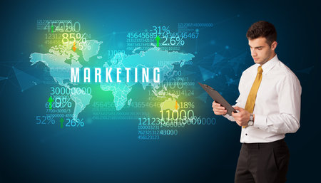 Businessman thinking about market concept conceptの写真素材