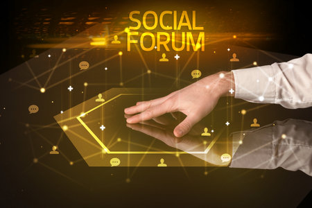 Navigating social networking with social iconsの写真素材