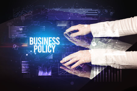 Businessman touching huge screen concept conceptの写真素材