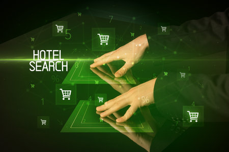 Online shopping concept with shopping cart iconsの写真素材