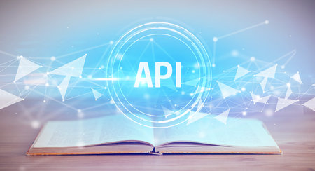 Open book with abbreviation concept conceptの写真素材