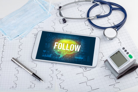 Tablet pc and medical toolsの写真素材