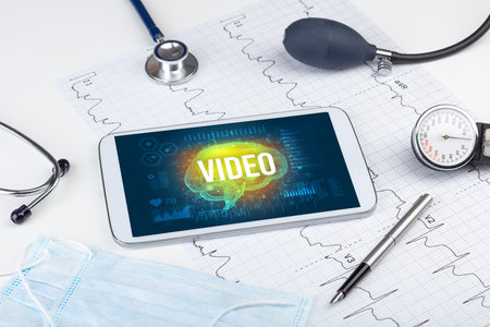 Tablet pc and medical toolsの写真素材