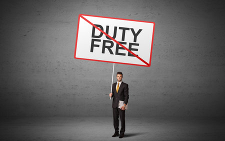 business person holding a traffic signの写真素材