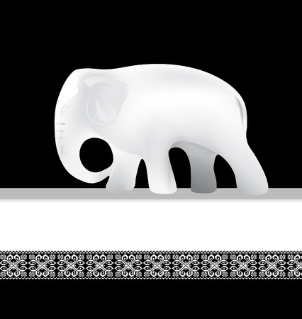 White elephant standing on a white lacy table-cloth.のイラスト素材