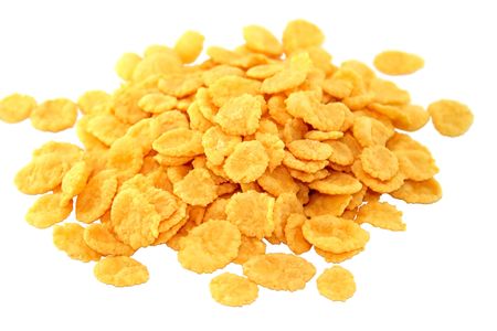 Crispy corn flakes. An isolated object. White background.