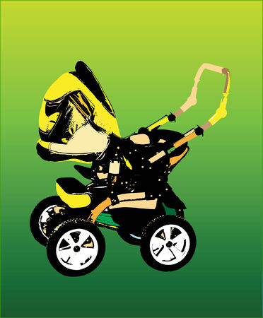 Modern beautiful perambulator. Vector illustrationのイラスト素材