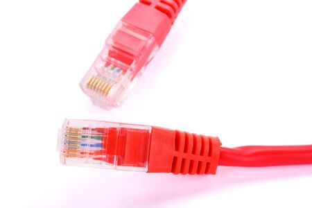 Cable network connection. White background.