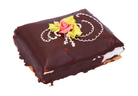Souffle cake with Brown chocolate. Isolated object on a white background.の写真素材