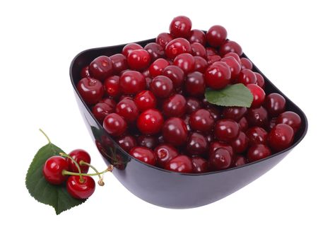 Ripe cherry isolated on a white backgroundの写真素材