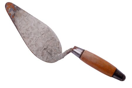 Old construction trowel isolated on a white backgroundの写真素材