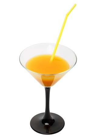 Fruit cocktail in a martini glass isolated on a white backgroundの写真素材