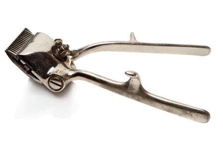 Vintage (1957) hair clipper isolated on a white backgroundの写真素材