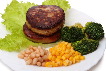 Burgers with vegetables isolated on a white backgroundの写真素材