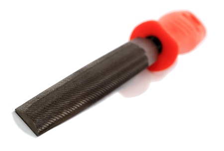 Rasper with red handle isolated on white backgroundの写真素材