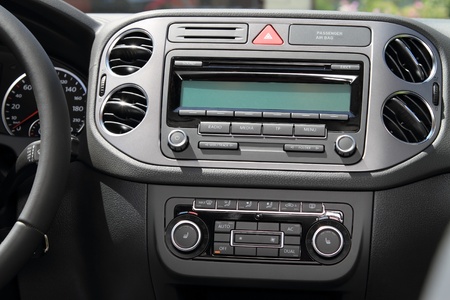 Vehicle instrument panel console and car stereo radio.の写真素材