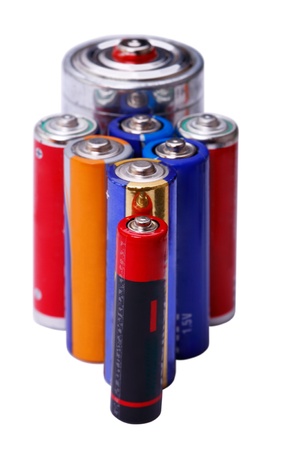 Group Batteries Isolated on white backgroundの写真素材